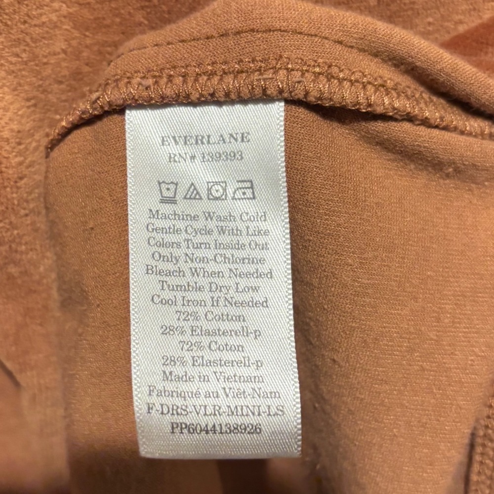 Everlane Rust Brown Velour Turtleneck Long Sleeve Mini Dress Small - Picture 6 of 7